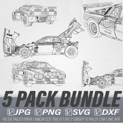 1984 Lancia 037 Rally Evo 2 Group B – detalizēts digitālais auto dizaina komplekts | JPG, PNG, SVG, DXF
